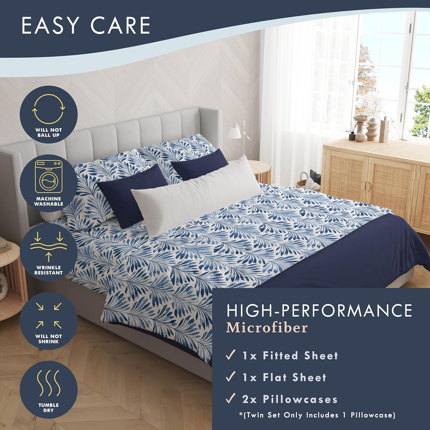 Where The Polka Dots Roam Queen Size Floral Bedsheet Set - Super Soft Tropical Leaves Print