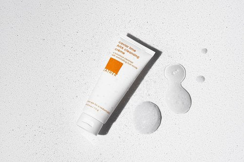 LATHER Caviar Lime AHA Cleansing Cream - Gentle Exfoliating Face Wash with Lactic Acid & Vitamin C | 4 Fl Oz for All Skin Types