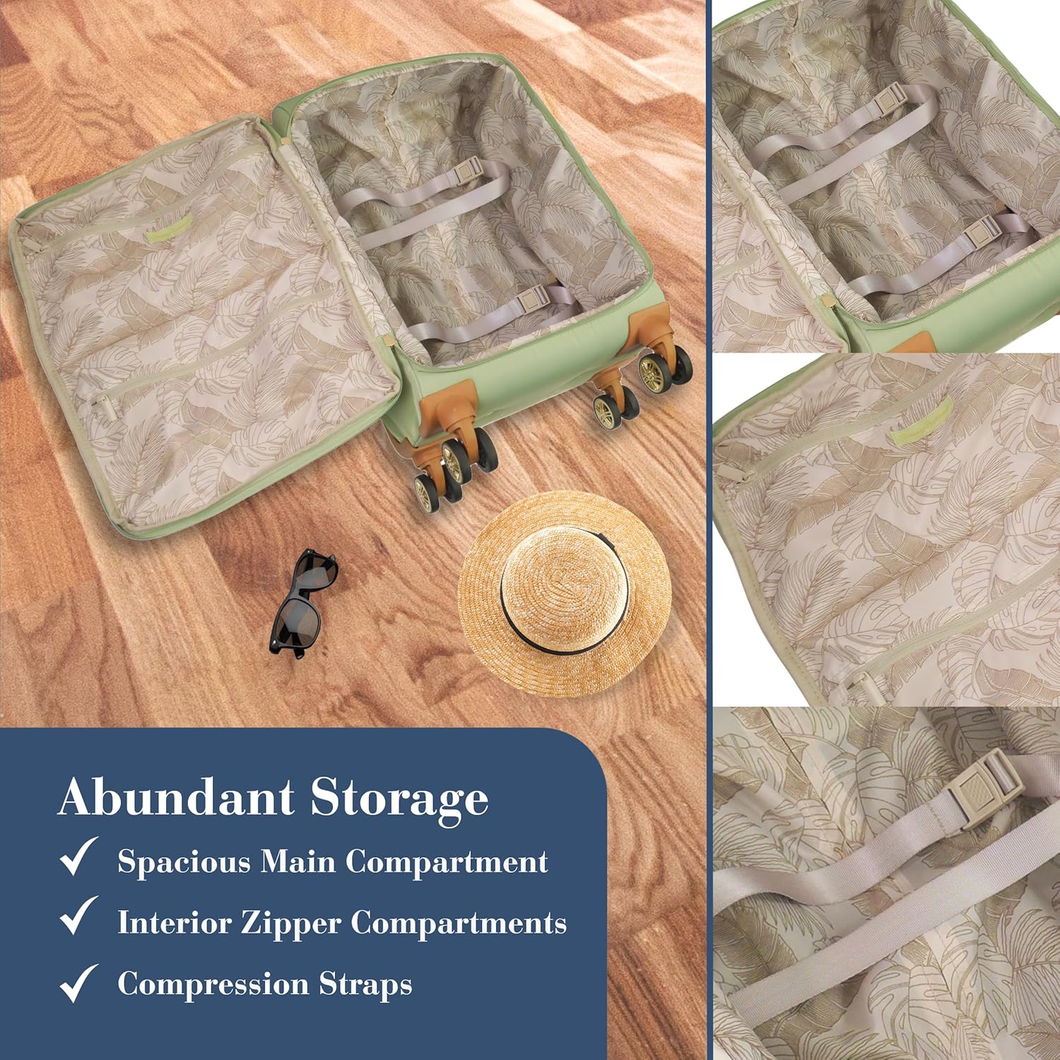 Tommy Bahama 30-Inch Rolling Luggage - Soft-Sided Suitcase with Spinner Wheels | Sage Color