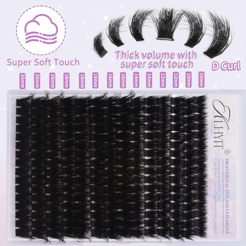 200D Lash Clusters 12-20mm Cluster Eyelash Extensions Thick Volume Eyelash Clusters 224pcs Mink False Eyelashes Clusters Soft Wispy Individual Lashes DIY Lash Extension, by KLHYIT