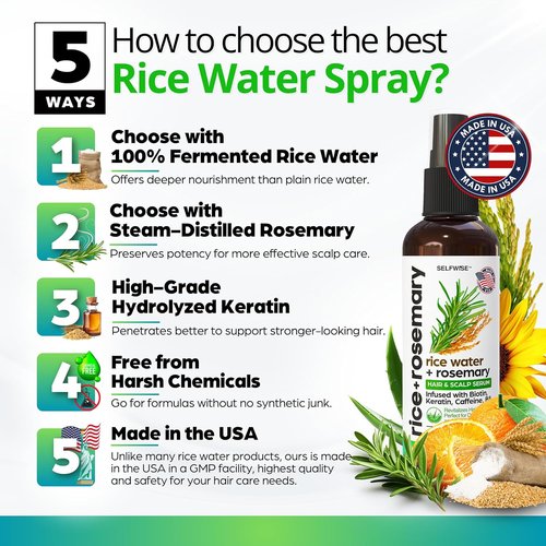 Fermented Rice Water Hair Growth Spray by NEW | Boost Thinning Hair with Rosemary, Biotin & Caffeine - All Hair Types