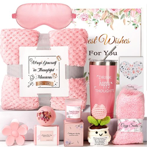 Gift Baskets for Women, Self-Care Get Well Soon Gifts Birthday Gift box for Women,Spa Unique Box Feel Better Care Package, Thinking of You Christmas Gifts for Mom, Wife, Sister, Grandma Friends