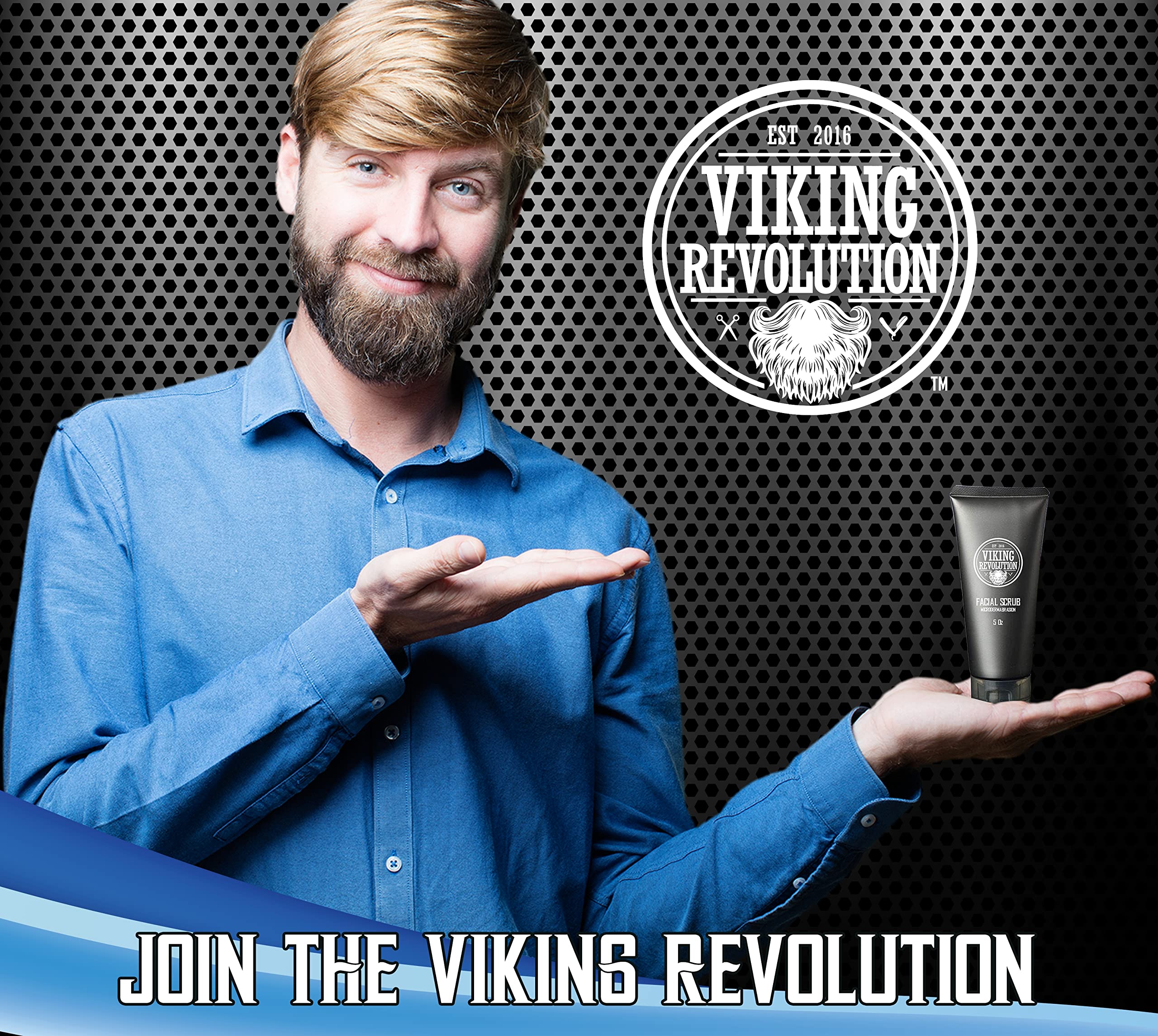 Viking Revolution Microdermabrasion Face Scrub for Men - Facial Cleanser for Skin Exfoliating, Deep Cleansing, Removing Blackheads, Acne, Ingrown Hairs - Men's Face Scrub for Pre-Shave (1 Pack)