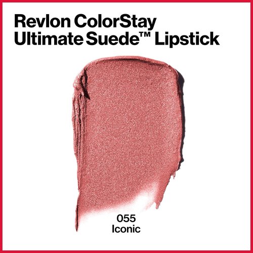 REVLON ColorStay Ultimate Suede Lipstick - High Impact Moisturizing Formula, 055 Iconic, 0.09 Oz