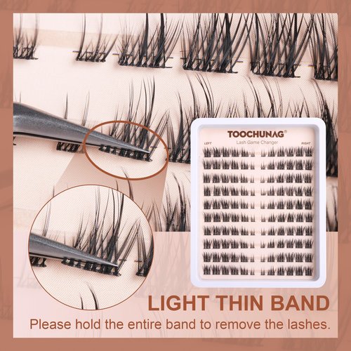 TOOCHUNAG Wispy Lash Clusters Natural Cluster Eyelash Extensions 3D Fairy Individual Lashes Clusters Eyelashes CD Curve Left&Right 7-15mm DIY Lash Extension at Home