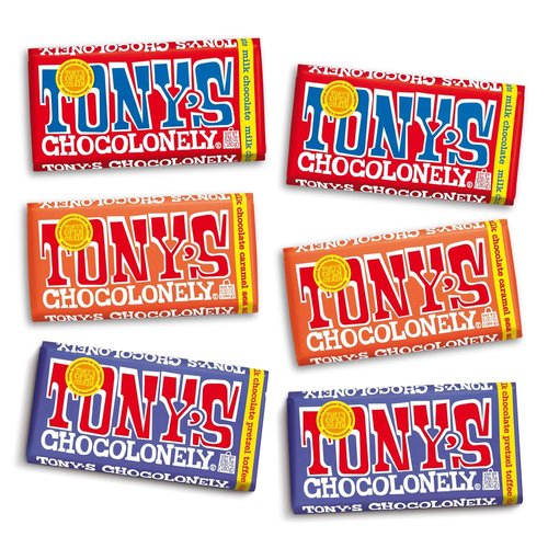 Tony's Chocolonely - Milk Chocolate Bundle - Fairtrade & B Corp Certified, No Artificial Flavoring - 6.35 Oz, 6 Bars