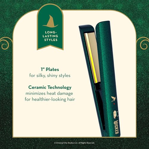 Conair Wicked Elphaba Flat Iron - 1-Inch Hair Straightener for Sleek, Smooth Styles