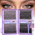 Lash Clusters Kit 640pcs 30D 40D 50D 60D D Curl 9-16mm Individual Lashes Fluffy Wispy Lightweight Thin Band DIY Eyelash Extensions with Bond and Seal + Tweezers for Beginners At Home Natural Full Look