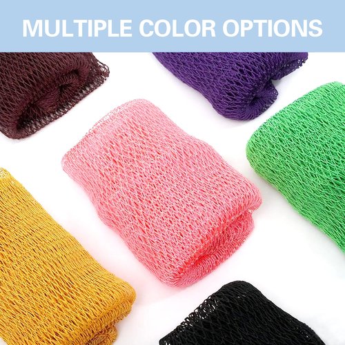 African Net Sponge Authentic 3 Pieces Exfoliating Body Scrubber African Net Sponge with Knots African Exfoliating Net Bath Sponge with Travel Bag (Black,Green,Blue)