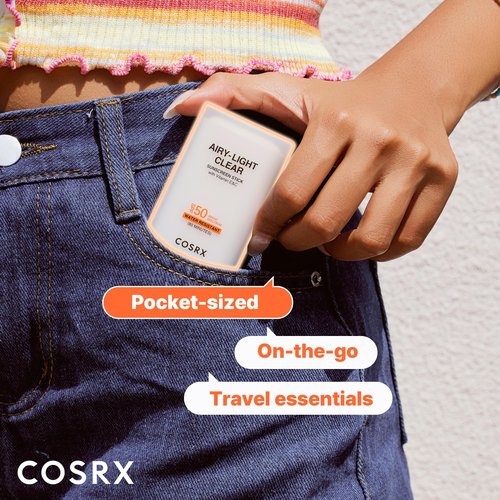 COSRX Airy-Light Clear Sunscreen Stick with Vitamin E & C SPF 50, 0.67 oz, 19g, Lightweight, Travel Essentials, Summer Essentials, Korean Skin Care, Korean Matte Sunscreen for Face