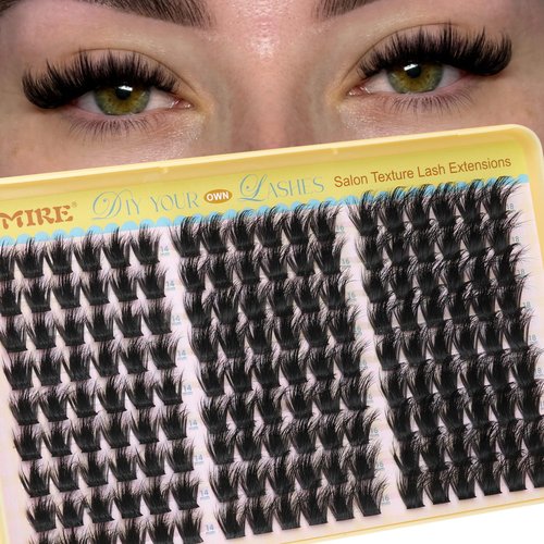 JIMIRE Manga Lash Clusters Wispy Fluffy Cluster Eyelash Extensions CC Curly 14-18MM Fluffy Eyelash Clusters Easy to Apply DIY Thick Volume Individual Lashes Extensions at Home 162Pcs Pack