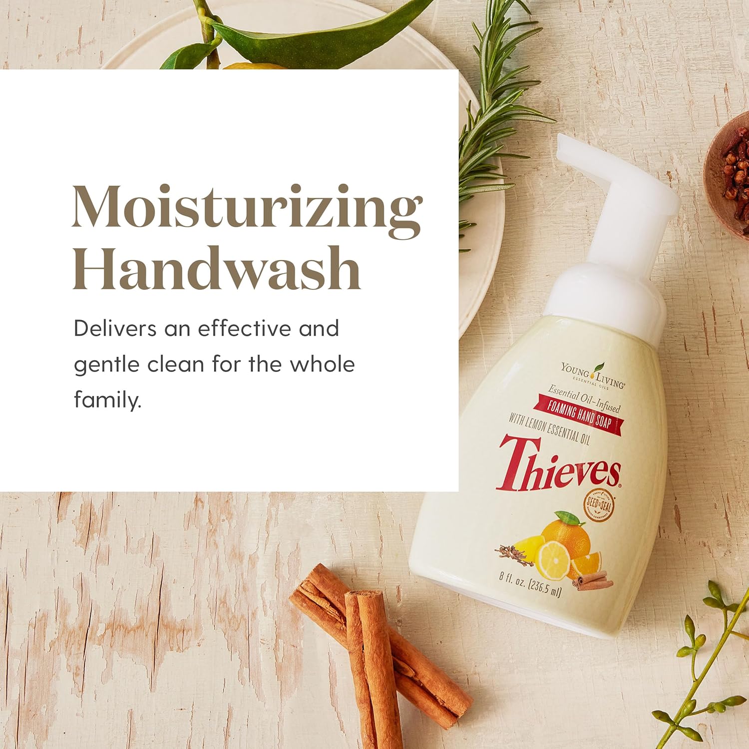 Young Living Thieves Foaming Hand Soap - Natural Essential Oil Moisturizing Foam - 8 fl oz
