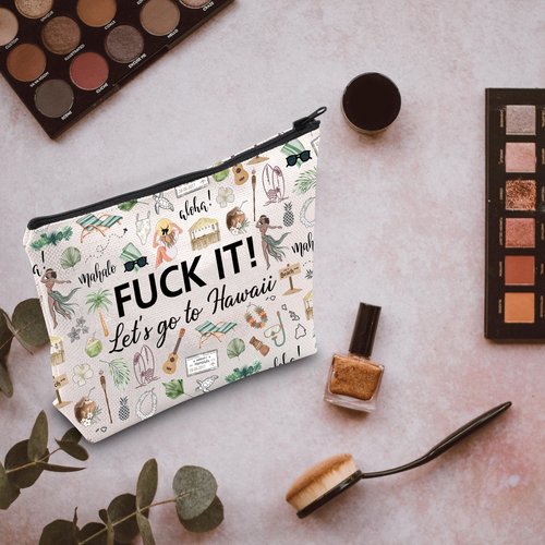 Hawaii Cosmetic Makeup Bag Hawaii Travel Gift Hawaii Travel Pouch Girls Trip to Hawaii Gift for Her Beach Lover Gift (Go to Hawaii)