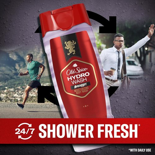 Old Spice Hydro Wash - 2-in-1 Moisturizing Body Wash for Men | Long-Lasting Smoother Swagger Scent, 16 oz (Pack of 4)
