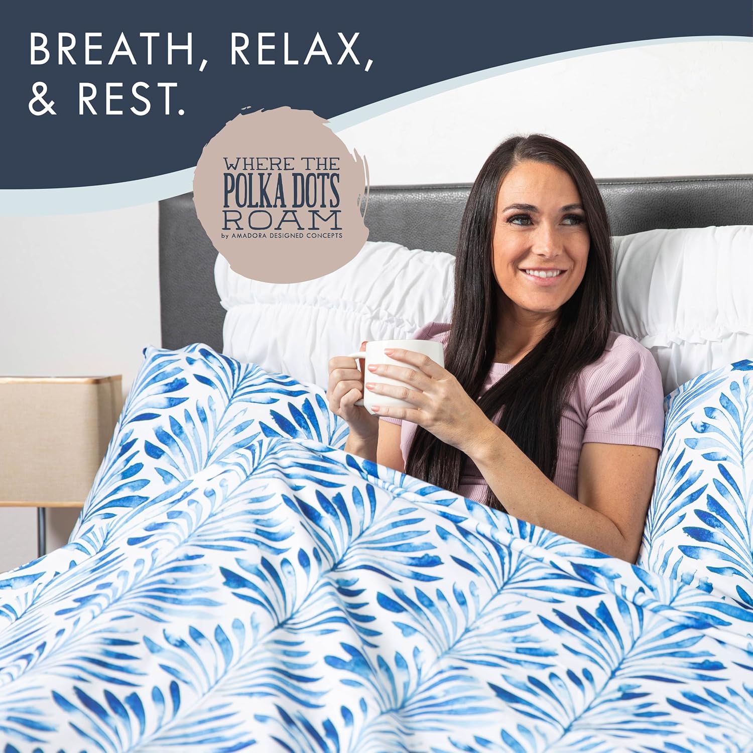 Where The Polka Dots Roam Queen Size Floral Bedsheet Set - Super Soft Tropical Leaves Print