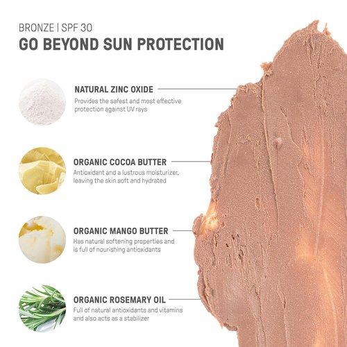Raw Element Tinted Face Cream - Ultra-Moisturizing SPF 30 Sunscreen with Non-Nano Zinc Oxide | 1.8 oz Bronze
