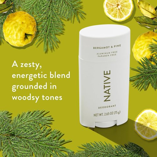 Native Deodorant - Aluminum-Free Odor Control for Men & Women | Bergamot & Pine, 2.65oz
