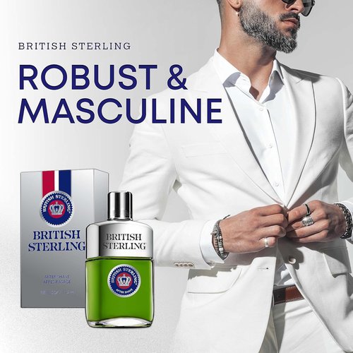 British Sterling Aftershave for Men - Refreshing Scent | 3.8 Oz Bottle
