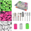 120 Pcs Nail Sanding Bands for Nail Drill, 80#120#180# Grit Nail Sander for Drill and 9 Pcs Nail Drill Bits Sets for Acrylic Nails