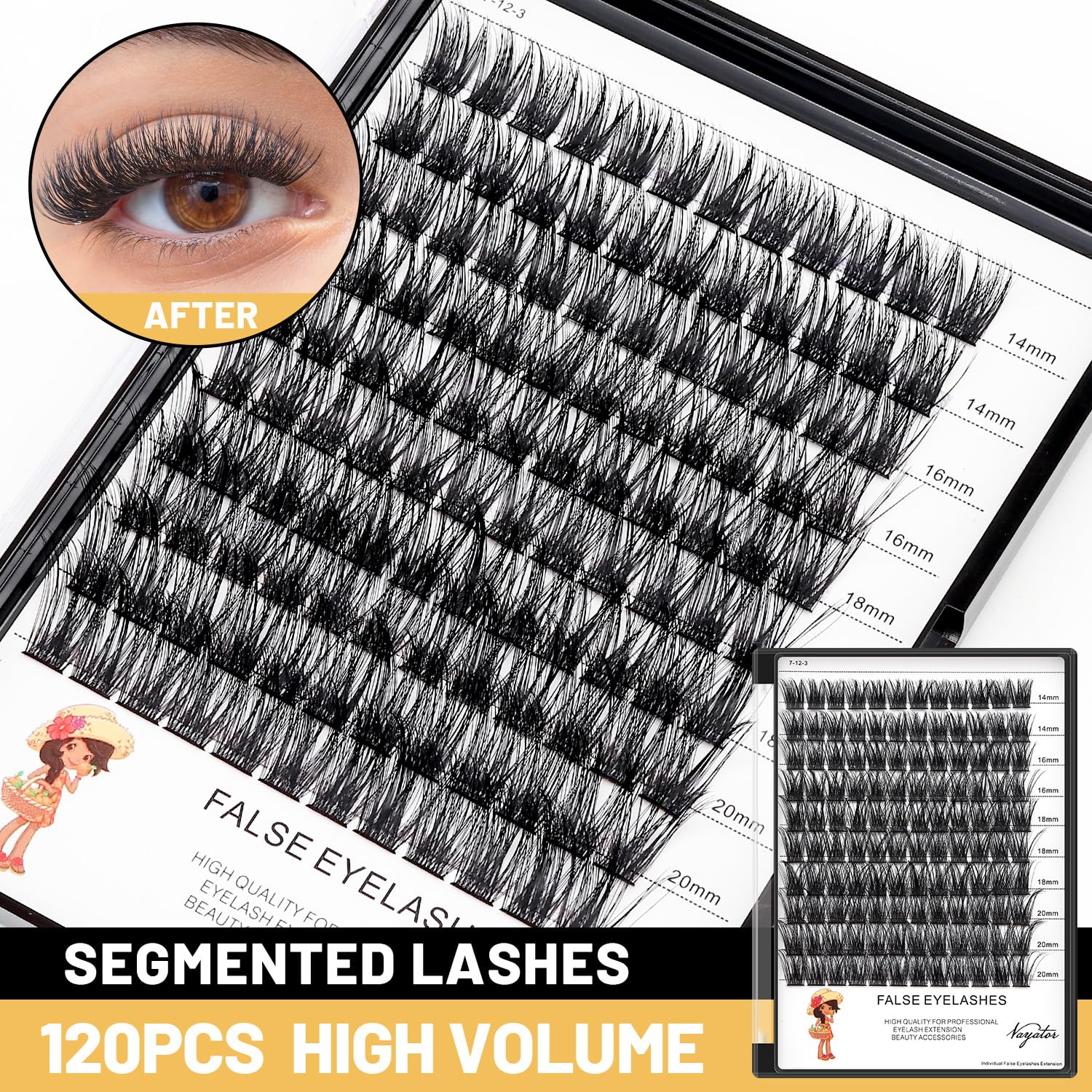 →VAYATOR Lashes Mixed Kit/False Lashes Lash Bond & Seal Kit Multiple styles To Choose 8-20mm Mix D Curl/DD Curl Makeup Cluster Grafting Eyelashes Individual Extension (C#12-14-16mm Mixed)