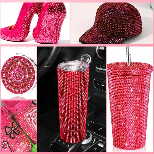 22000 Pcs Red Flatback Pearls and Rhinestones Bedazzling Kit, Resin Rhinestones Gems for Crafting, Mixed Size Half Pearls Gems for Nails Face Eyes Makeup Bottles Shoes DIY Crafts