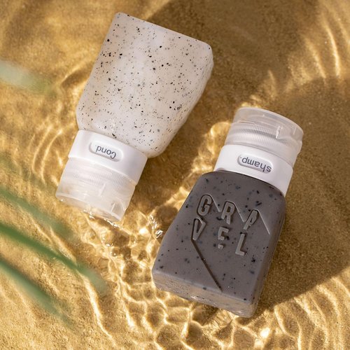 Gravel Silicone Travel Bottles - Leakproof, BPA-Free 3oz Toiletry Set (2-Pack) | TSA Approved, Clear & Gray