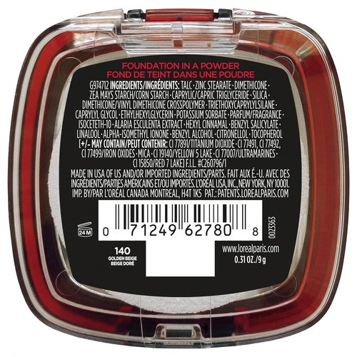L'Oreal Paris Infallible Fresh Wear Foundation Powder - Waterproof, 24H Wear, Golden Beige, 0.31 oz.