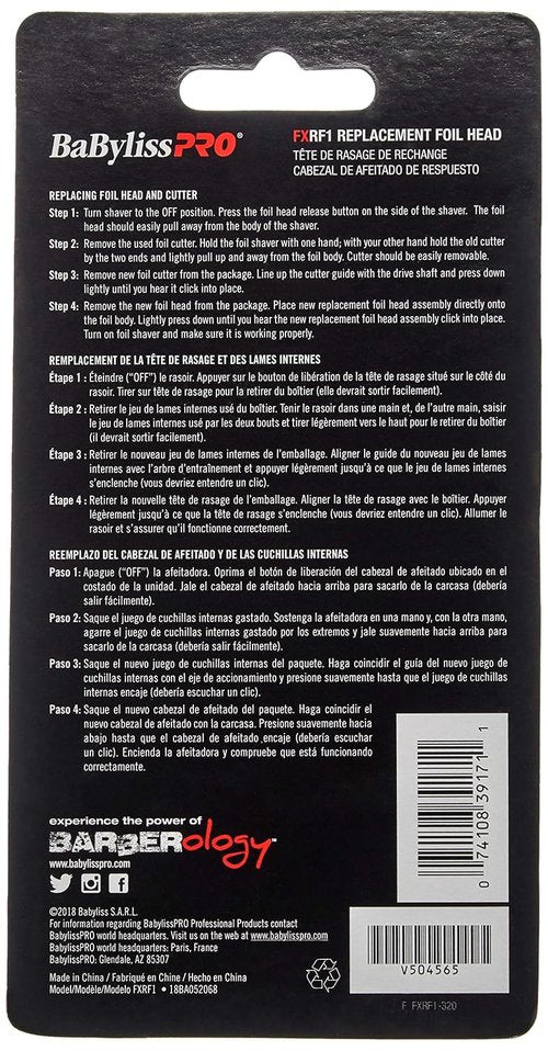 BabylissPRO Barberology FXFS1 SilverFX Replacement Foil Shaver Head - Includes 1 Cutter