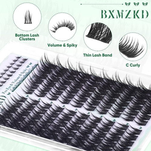 Cat Eye Lash Clusters with Bottom Lashes Bunny Lash Clusters Natural Cluster Eyelash Extensions Spiky Eyelash Clusters 10-18mm Left & Right Lash Extension C Curly Fox Eye Individual Lashes by BXMZKD