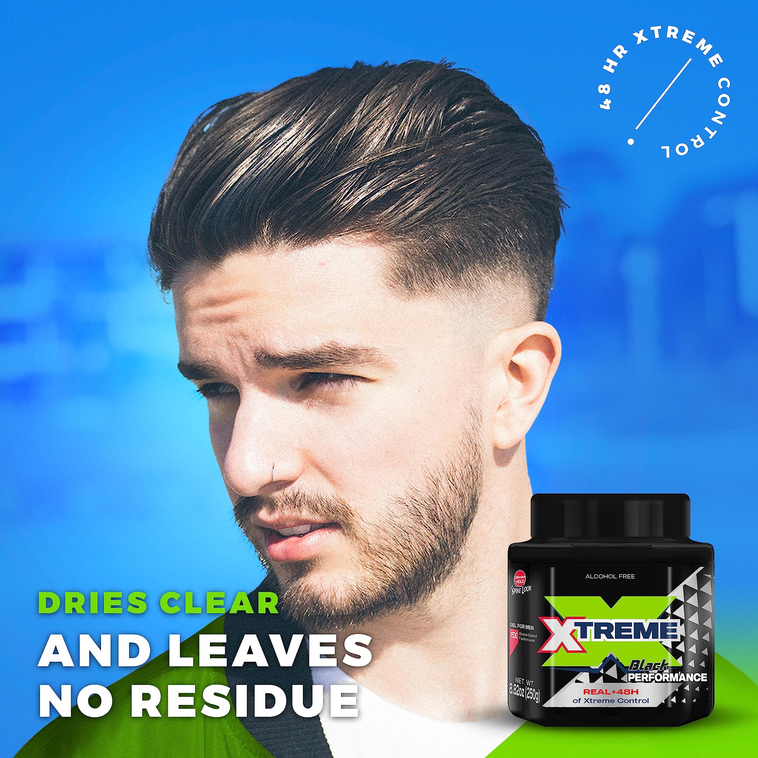 Xtreme Performance Black Styling Hair Gel with Aloe Vera, 8.82 oz Jar (Pack of 12)