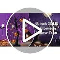 Halloween Willow Tree with LED Pumpkin Bat Ghost Lights - Orange, Purple, White - 18 Inch Spooky Indoor Decoration with Timer & USB/Battery Operated