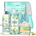 LUCOTIYA Tea Tree & Orange Flower Foot Soak Set - Salts, Foot File, Scrub & Urea Cream Pedicure Supplies for Dry, Cracked Feet - Foot Spa Pedicure Kit for Women Men