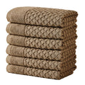 Great Bay Home Brown Washcloths - 100% Cotton 6 Pack 13x13 Washcloth Set - Absorbent, Durable, Quick-Dry Face Towels for Bathroom (Mocha)