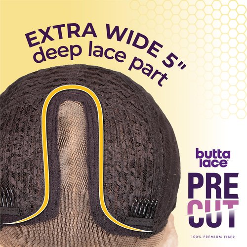 Sensationnel Butta Lace Precut Wigs - Unit 4 Glueless Extra Wide 5 Inch Deep Parting Synthetic Pre Tweezed Smaller Knot Hairline (BALAYAGECOPPER)