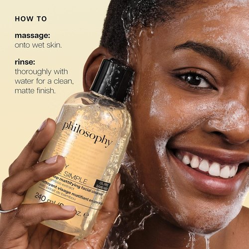 Philosophy Purity Made Simple One-Step Mattifying Facial Cleanser - Oil-Free Formula with Bamboo Extract - 8 Fl Oz