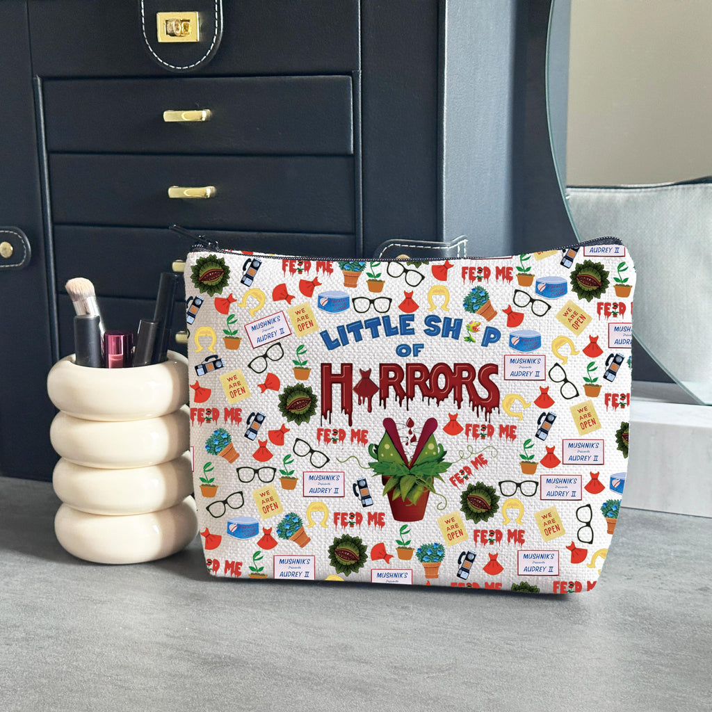 WCGXKO Horror Lover Gift Scary Movie Gift Little Shop Movie Makeup Bag for Scary Lover