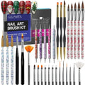 GELPARTY 32-Piece Nail Art Brush Set Professional Brushes for Acrylic, Gel, UV, Ombre, Dotting & 3D Designs | Drawing Pen For Gel Complete Kit for Salon & DIY Use