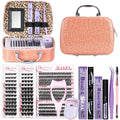 Lash Extension Kit, 516Pcs Individual Cluster Eyelash Extensions with Lash Bond&Seal Remover Tweezer Brush Lash Curler Lash Assistant Stylish Portable Makeup Bag DIY Lash Extensions at Home