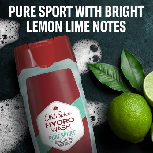 Old Spice Moisturizing Body Wash for Men, Hydro Wash, 2-in-1 Long Lasting Scent & Deep Hydration, 24/7 Shower Fresh, Pure Sport Scent, 16 oz (Pack of 4)