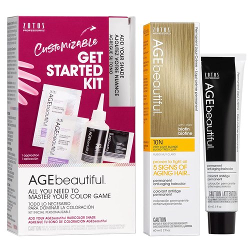 AGE Beautiful Permanent Hair Color Dye - 100% Gray Coverage | Anti-Aging Formula with Biotin for Thicker, Healthier Hair