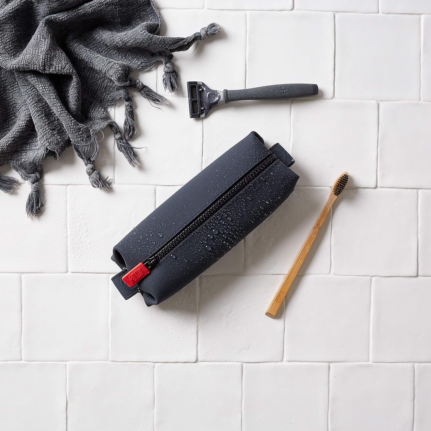 TOOLETRIES Koby Mini Kit - Silicone Toiletry Organizer with Heavy-Duty Zipper | Leak-Resistant & Easy to Clean - Charcoal