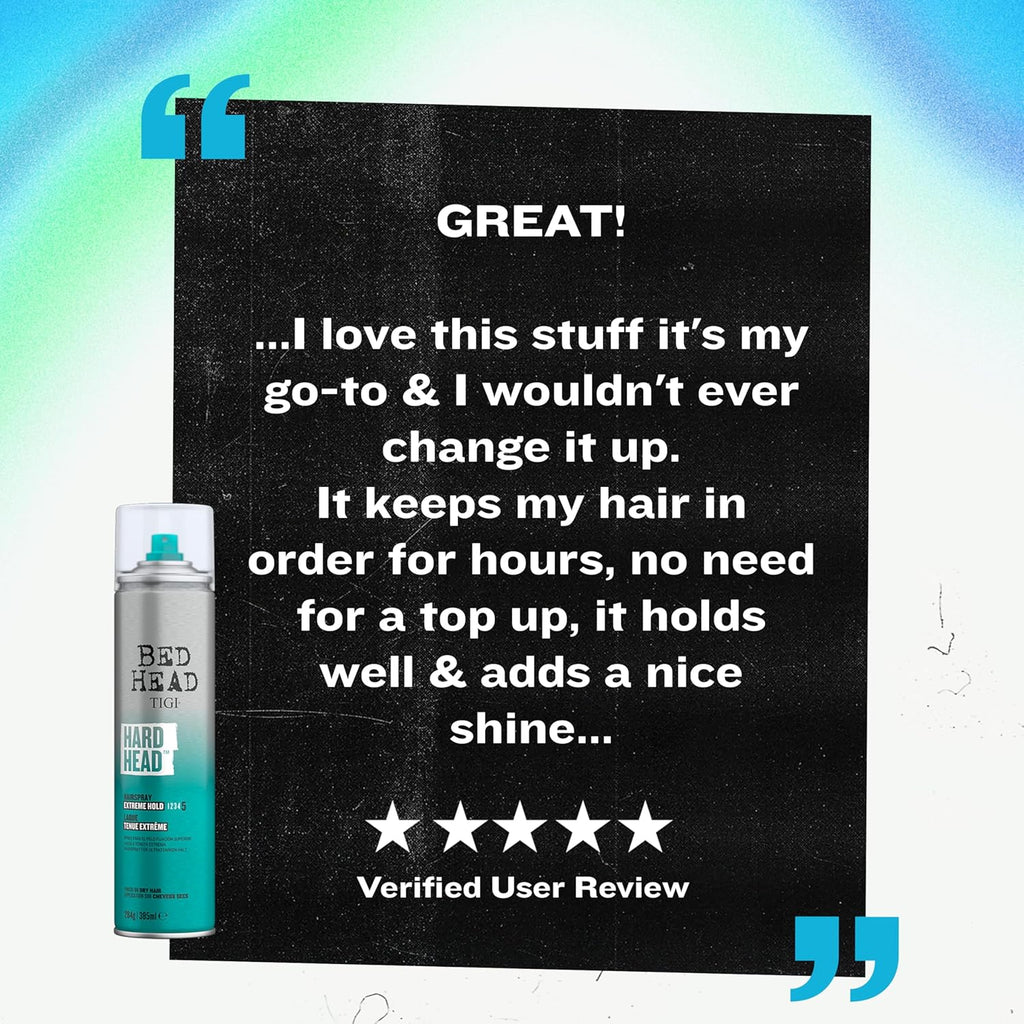 TIGI Bed Head Hard Head Hair Spray - Extra Strong Hold for All-Day Style | 11.7 oz