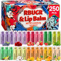 RBUGR 250 Pcs Lip Balm Bulk,12 Fruit Flavored Natural Bulk Lip Balm, Lip Balms Pack with Vitamin E, Lip Balms Gift Set Women Stocking Stuffers Party Favors, Moisturizing&Soothing(4.2g/0.15oz)