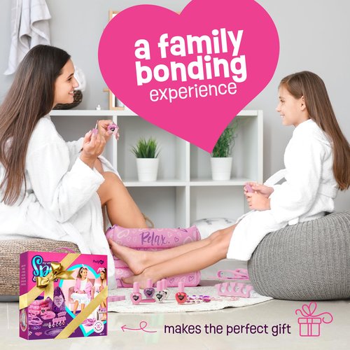 Pretty Me Spa Day Kit for Girls - Kids Manicure Pedicure Gift Set for Ages 5 to 10 - Girl Gifts - Kid Foot and Nail Kits - 6 Years Old Birthday Ideas - Children Toys Age 6-8 5-7