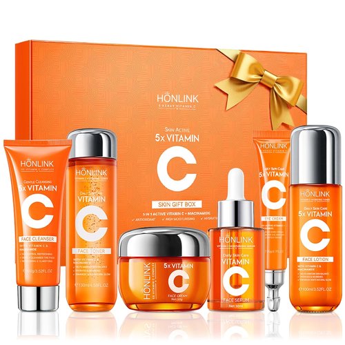 Skiennix 6-Piece Hydrating Skincare Set - Vitamin C & Niacinamide Face Care Kit | Perfect Valentine’s Day Gift for Women