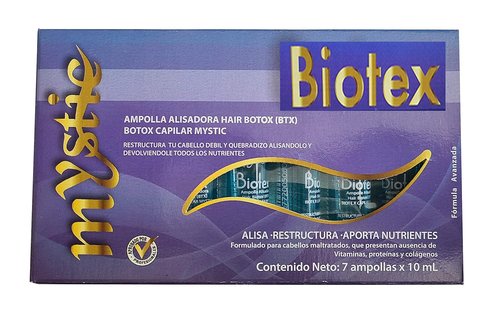 Mystic Biotex Ampoule Anti-Frizz Treatment - Restores & Repairs Damaged Hair | 7-Pack with Hyaluronic & Amino Acids
