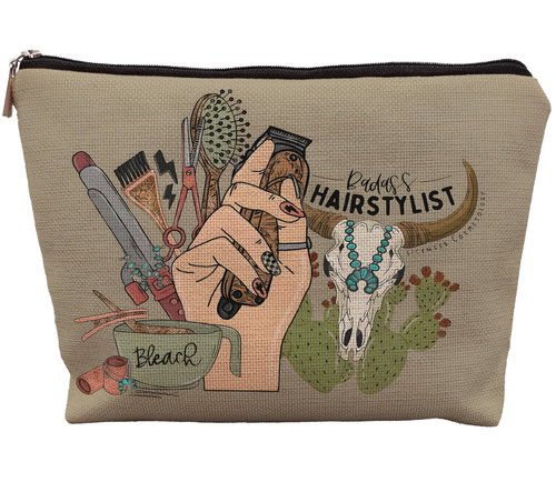 uinwk Western Hairstylist Gifts - Badass Cosmetology Graduation Makeup Bag