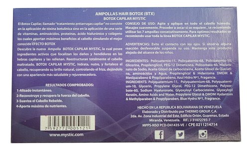 Mystic Biotex Ampoule Anti-Frizz Treatment - Restores & Repairs Damaged Hair | 7-Pack with Hyaluronic & Amino Acids