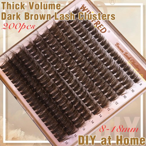 Brown Lash Clusters Dark Brown Individual Lashes Wispy Thick Volume Lash Extension D Curvature Clusters Eyelashes 80D Clusters Lashes by Winifred (8-18mm)