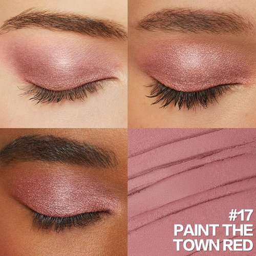 FOCALLURE Eyeshadow Stick - No Crease Creamy Formula | Matte & Shimmer, Smudge-Proof, Paint The Town Red